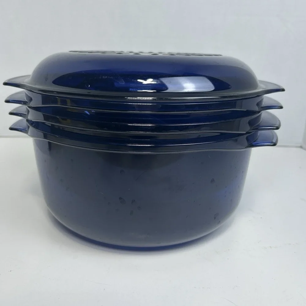 Tupperware 3‎ QT Stack Cooker Microwave Steamer Blue Tupperwave 5 Piece Set